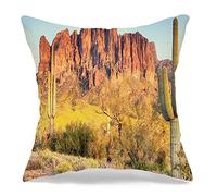 Fundas De Cojines Desierto De Sonora Flourishing De EE. UU. Montañas De La Superstición Fundas De Cojín Modernas Fundas De Almohada para Coche, para Dormitorio, Silla, Sala De Estar, 45x45cm