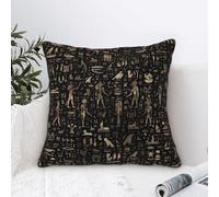 Fundas De Cojines Dioses Y Jeroglíficos del Antiguo Egipto En Dorado Y Negro Fundas De Cojín Modernas Almohada Caso, para Cama, Dormitorio, Muebles, 45x45cm