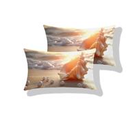 Fundas de Cojines Exterior Impermeables, Juego de 2 Fundas 30 x 50 cm, Fundas Rectangulares de Lino con Cremallera Invisible, Transpirables, para Sofá, Cama, Balcón y Jardín moderno Caracol-2 S0-906