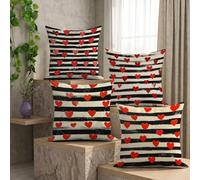 Fundas de Cojines Impermeables para Exterior Amar Funda Cojin 30x30 cm Juego de 4 Cuadradas Lino Funda de Almohada Decorativas para Sofá Terraza Silla Jardín Cojines Decorativos (Raya) L-O1
