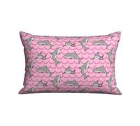 Fundas De Cojines Tiburones Kawai En Olas Rosas Fundas De Cojín Sofá Decoración Funda De Almohada para Coche, para Jardín, Muebles, Silla, 40x60cm
