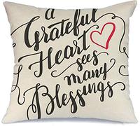 Fundas De Cojines Un Corazón Agradecido Ve Muchas Etiquetas De Bendiciones Navideñas, Señales De Gratitud Y Símbolos. Fundas Cojine Decoración Cubierta Almohada, para Oficina, Silla, 45x45cm
