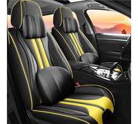 Fundas De Cuero Para Asientos Coche Para Mitsubishi Para Pajero 4 2 Sport Para Outlander Xl Asx Para Montero Para Lancer 9 10 Para Protector Asiento Carisma Juegos de Cubreasientos(Yellow Pillow)