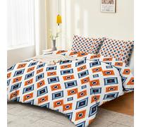 Fundas de edredón 150 x 220 Ropa de Cama Reversible Rombo geométrico Naranja y Azul Tela Suave al Tacto Microfibra Suave Transpirable Juego de Funda nórdica Azul Marino