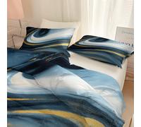 Fundas de Edredón Impresión Reversible Líquido Mármol Rayas, Juego Ropa de Cama 150 x 220 cm Arte Abstracto para Niños Adolescentes y Adultos - con Funda de Nórdico y Funda de Almohada