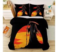 Fundas de edredón Muerte Atardecer Gótico Juego de Funda nórdica de fácil Cuidado -3 Piezas, 135 x 200 cm cálido y Acogedor Juego de Ropa Negro Rojo