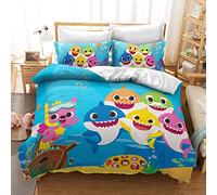 Fundas De Edredón Sin Hierro, 3 Piezas, Cierre De Cremallera Con Una Sensación De Terciopelo Suave, Mullido Y Cálido Para Dormir En Invierno - Baby Shark (tiburón 04,(150x200cm)-Cama de 90)