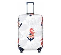 Fundas de equipaje de viaje con ancla estética, de hibisco, caballito de mar, color gris, fundas elásticas para maleta, protector para equipaje de 18 a 32 pulgadas, Black, L