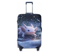 Fundas de equipaje de viaje con diseño de ajolote de invierno en el estanque congelado B, fundas elásticas para maleta, protector para equipaje de 18 a 32 pulgadas, Black, S