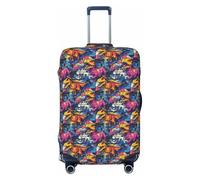 Fundas de equipaje de viaje con estampado de dinosaurios y graffiti de dibujos animados, fundas lavables para maleta, protector para equipaje de 45,7 a 81,3 cm, alta elasticidad, Black, L