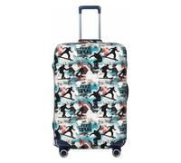 Fundas de equipaje de viaje con estampado de graffiti de esquí, fundas lavables para maleta, protector para equipaje de 45,7 a 81,3 cm, alta elasticidad, Black, S
