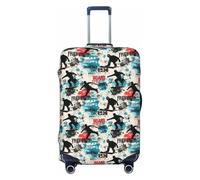 Fundas de equipaje de viaje con estampado de graffiti de esquí, fundas lavables para maleta, protector para equipaje de 45,7 a 81,3 cm, alta elasticidad, Black, L
