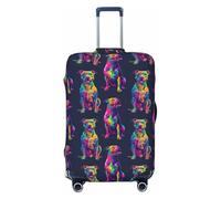 Fundas de equipaje de viaje con estampado de graffiti de Pitbull de neón, fundas lavables para maleta, protector para equipaje de 45 a 81 cm, alta elasticidad, Black, L