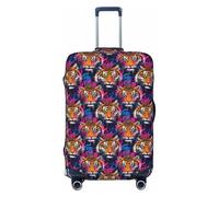 Fundas de equipaje de viaje con estampado de graffiti rosa de tigre fresco, fundas protectoras lavables para maleta, de 45,7 a 81,3 cm, de alta elasticidad, Black, L