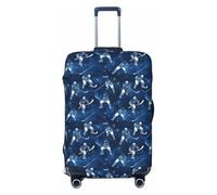 Fundas de equipaje de viaje con estampado de jugador de hockey azul, fundas lavables para maleta, protector para equipaje de 45,7 a 81,3 cm, alta elasticidad, Black, X-Large