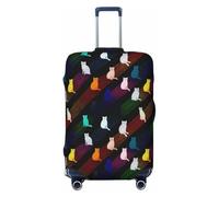 Fundas de equipaje de viaje con estampado de silueta de gato colorido, fundas lavables para maleta, protector para equipaje de 45,7 a 81,3 cm, alta elasticidad, Black, L