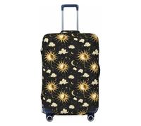 Fundas de equipaje de viaje con estampado de sol y cielo negro y dorado, fundas protectoras lavables para equipaje, de 45,7 a 81,3 cm, de alta elasticidad, Black, L