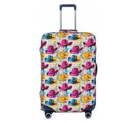Fundas de equipaje de viaje con estampado de sombrero de vaquero rosa graffiti, fundas lavables para maleta, protector para equipaje de 45,7 a 81,3 cm, alta elasticidad, Black, L