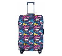 Fundas de equipaje de viaje con estampado de tiburón graffiti, fundas protectoras lavables para equipaje de 45,7 a 81,3 cm, alta elasticidad, Black, L