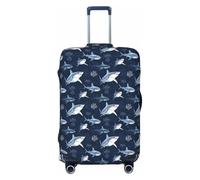Fundas de equipaje de viaje con estampado de tiburones azules, fundas lavables para maleta, protector para equipaje de 18 a 32 pulgadas, alta elasticidad, Black, X-Large