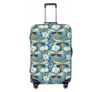 Fundas de equipaje de viaje con estampado elegante de libélula y flores, fundas lavables para maleta, protector para equipaje de 45,7 a 81,3 cm, alta elasticidad, Black, X-Large