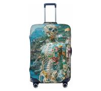 Fundas de equipaje de viaje con estampado vintage de calavera de isla, fundas elásticas para maleta, protector para equipaje de 45,7 a 81,3 cm, Black, S