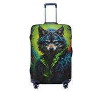 Fundas de equipaje de viaje de estilo realista Wolf Warrior, fundas elásticas para maleta, protector para equipaje de 18 a 32 pulgadas, Black, L