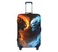 Fundas de equipaje de viaje de guerrero rojo y azul con calavera de fuego - Fundas protectoras elásticas para maletas de 18 a 32 pulgadas, Negro -, G