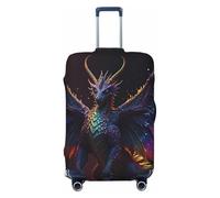 Fundas de equipaje de viaje - Fundas de veliz con elástico de dragón Majestic de Rainbow Wings para equipaje de 18 a 32 pulgadas, Negro -, Mediano