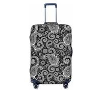 Fundas de equipaje de viaje, fundas elásticas de cachemira india negra y blanca para equipaje de 18 a 32 pulgadas, Black, X-Large