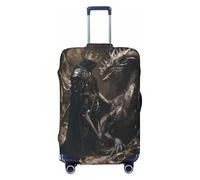Fundas de equipaje de viaje medieval Knight and Dragon - Fundas protectoras elásticas para maletas de 18 a 32 pulgadas, Negro -, Mediano