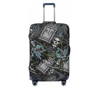 Fundas de equipaje de viaje - Protector de veliz de elasticidad con patrón de lápidas de Grim Reaper para equipaje de 18 a 32 pulgadas, Negro -, X-large
