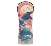 Fundas de golf coloridas de dinosaurios y olas de los años 90, accesorios de cuero de primera calidad con etiqueta de número para conductor y maderas de calle