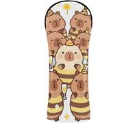Fundas de golf de cuero de primera calidad con etiquetas intercambiables para conductor Fairway Hybrid Wood Funny Capybaras y Bees Cute Capybaras Collage