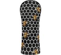 Fundas de golf impermeables con etiquetas de números diseñadas para adaptarse a todas las maderas y conductores, color negro, amarillo, reina, abeja, jardín, patrón estético de apicultura