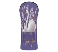Fundas de golf Love You Swan Lilac Lavender Premium de cuero impermeable con etiquetas de números para cabezas de golf de madera