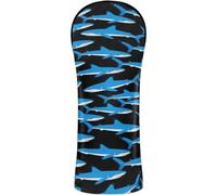 Fundas de golf para cabeza con etiqueta de número para conductor, madera de Fairway, híbrida, azul brillante, perro de mar, fondo negro, patrón sin costuras, criatura marina fresca del océano