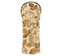 Fundas de golf vintage Rose William Morris marrón claro, accesorios de cuero de primera calidad con etiquetas de números para conductor, cubierta híbrida de madera Fairway para carro de golf