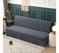 Fundas de Lujo para sofá Cama, Funda para futón con faldón, Funda elástica con Volantes para sofá sin Brazos, Lavable a máquina, Resistente a Las Manchas, Protector de Muebles - Gris Oscuro