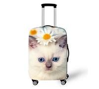 Fundas de Maleta con Estampado de Gatos Perros,Trolley Protector de Equipaje para Niños Adultos,Accesorios de Viaje,Funda Elástica Lavable Antipolvo para Maletas (Blanco,S (18-21 Pulgadas))