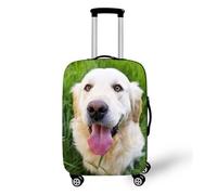 Fundas de Maleta con Estampado de Gatos Perros,Trolley Protector de Equipaje para Niños Adultos,Accesorios de Viaje,Funda Elástica Lavable Antipolvo para Maletas (Blanco Verde,S (18-21 Pulgadas))