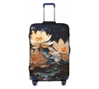 Fundas de maleta de loto blanco bohemio con estampados de personalidad de moda, adecuadas para negocios y uso al aire libre, White, S