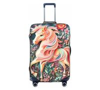 Fundas de maleta de unicornio con corte de papel rosa, impresiones de personalidad de moda, adecuadas para negocios y uso al aire libre, White, S