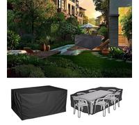 Fundas de mesa grandes para exteriores, impermeables, rectangulares, 130 x 125 x 100 cm (largo x ancho x alto), juego de mesa y silla de ratán para patio, fundas para muebles de patio, impermeables,
