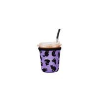 Fundas de neopreno reutilizables aisladas para bebidas de café helado, soporte para bebidas frías para café Starbucks, McCafe, Dunkin Donuts, Tim Hortons y más, gato negro, pequeño