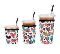 Fundas de neopreno reutilizables aisladas para bebidas de café helado, soporte para bebidas frías para café Starbucks, McCafe, Dunkin Donuts, Tim Hortons y más, Love-3 unidades