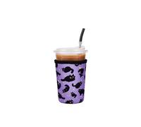 Fundas de neopreno reutilizables aisladas para bebidas de café helado, soporte para bebidas frías para café Starbucks, McCafe, Dunkin Donuts, Tim Hortons y más, gato negro, mediano