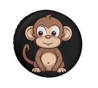 Fundas de neumáticos de mono marrón de dibujos animados, impermeables, anti UV, cubierta de neumático de 28 pulgadas, cubiertas de rueda de un solo eje para caravana, camión, SUV, remolque, universal