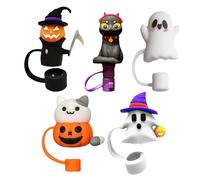 Fundas de paja para Halloween, 5 unidades de fundas de paja dulces, puntas de paja de 10 mm, a prueba de polvo, tapas, a prueba de fugas, puntas de pajita, cubierta, juego de cierre de tazas