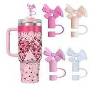 Fundas de pajita para vaso Stanley, 10 mm, bonita forma de lazo, silicona antipolvo, reutilizable, para accesorios Stanley (4 uds)